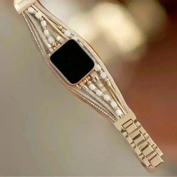 Gold Themed Smart Watchband for Apple Watch 42/44/45 - Picture 6 of 7
